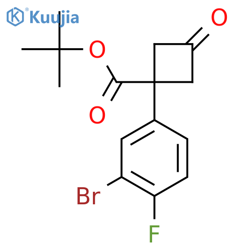 tert-butyl 1-(3-bromo-4-fluorophenyl)-3-oxocyclobutane-1-carboxylate structure