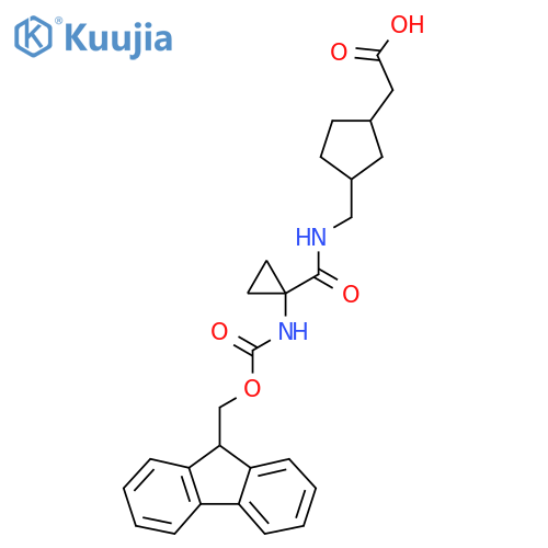 2-3-({1-({(9H-fluoren-9-yl)methoxycarbonyl}amino)cyclopropylformamido}methyl)cyclopentylacetic acid structure