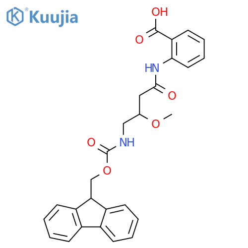 2-4-({(9H-fluoren-9-yl)methoxycarbonyl}amino)-3-methoxybutanamidobenzoic acid structure