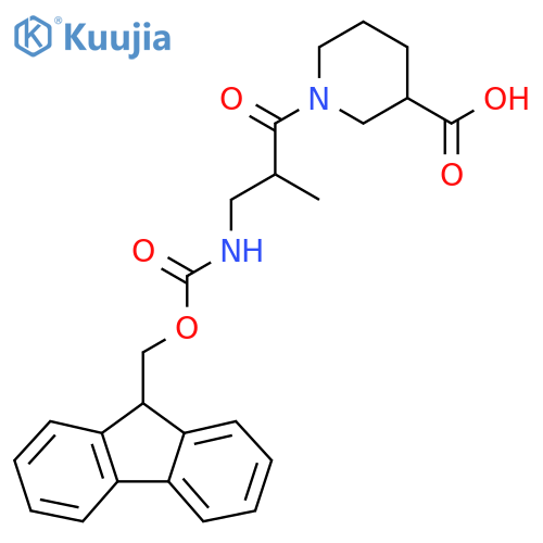 1-3-({(9H-fluoren-9-yl)methoxycarbonyl}amino)-2-methylpropanoylpiperidine-3-carboxylic acid structure