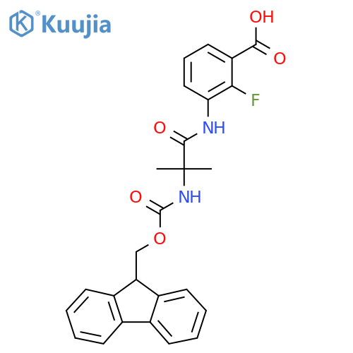 3-2-({(9H-fluoren-9-yl)methoxycarbonyl}amino)-2-methylpropanamido-2-fluorobenzoic acid structure