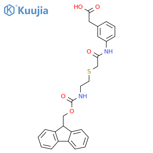 2-3-(2-{2-({(9H-fluoren-9-yl)methoxycarbonyl}amino)ethylsulfanyl}acetamido)phenylacetic acid structure