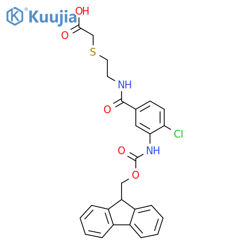 2-(2-{4-chloro-3-({(9H-fluoren-9-yl)methoxycarbonyl}amino)phenylformamido}ethyl)sulfanylacetic acid structure