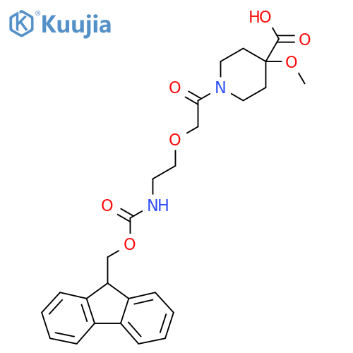 1-{2-2-({(9H-fluoren-9-yl)methoxycarbonyl}amino)ethoxyacetyl}-4-methoxypiperidine-4-carboxylic acid structure