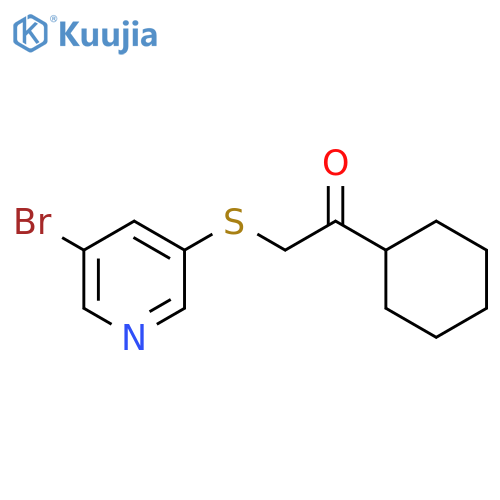 2-(5-bromopyridin-3-yl)sulfanyl-1-cyclohexylethan-1-one structure