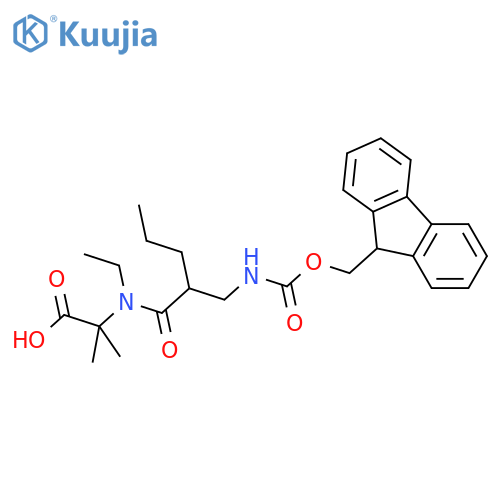 2-{N-ethyl-2-({(9H-fluoren-9-yl)methoxycarbonyl}amino)methylpentanamido}-2-methylpropanoic acid structure