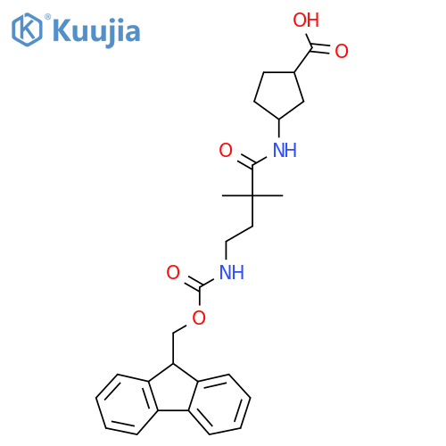 3-4-({(9H-fluoren-9-yl)methoxycarbonyl}amino)-2,2-dimethylbutanamidocyclopentane-1-carboxylic acid structure