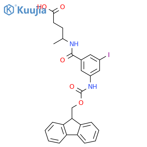 4-{3-({(9H-fluoren-9-yl)methoxycarbonyl}amino)-5-iodophenylformamido}pentanoic acid structure