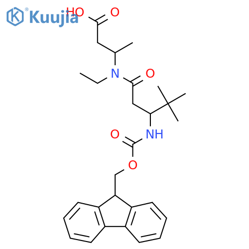 3-N-ethyl-3-({(9H-fluoren-9-yl)methoxycarbonyl}amino)-4,4-dimethylpentanamidobutanoic acid structure