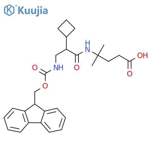 4-2-cyclobutyl-3-({(9H-fluoren-9-yl)methoxycarbonyl}amino)propanamido-4-methylpentanoic acid structure