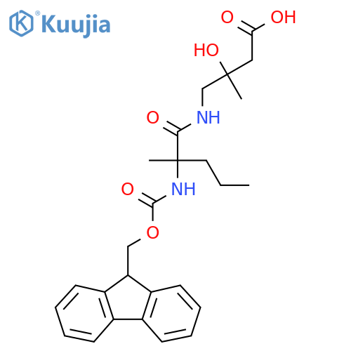 4-2-({(9H-fluoren-9-yl)methoxycarbonyl}amino)-2-methylpentanamido-3-hydroxy-3-methylbutanoic acid structure