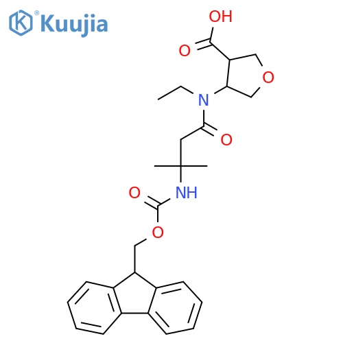 4-N-ethyl-3-({(9H-fluoren-9-yl)methoxycarbonyl}amino)-3-methylbutanamidooxolane-3-carboxylic acid structure