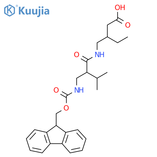 3-({2-({(9H-fluoren-9-yl)methoxycarbonyl}amino)methyl-3-methylbutanamido}methyl)pentanoic acid structure