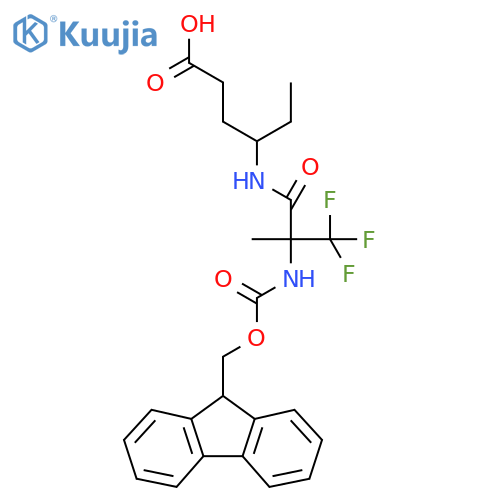 4-2-({(9H-fluoren-9-yl)methoxycarbonyl}amino)-3,3,3-trifluoro-2-methylpropanamidohexanoic acid structure