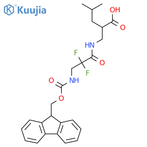 2-{3-({(9H-fluoren-9-yl)methoxycarbonyl}amino)-2,2-difluoropropanamidomethyl}-4-methylpentanoic acid structure