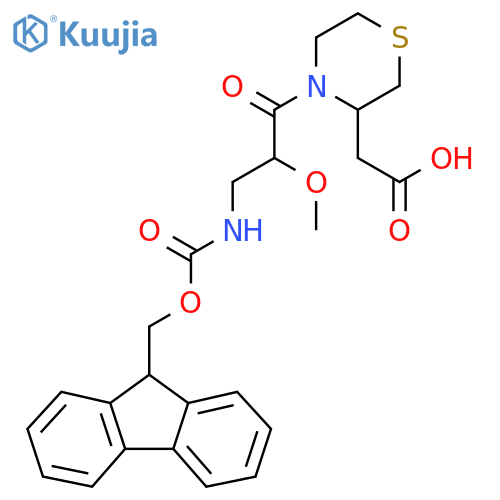 2-{4-3-({(9H-fluoren-9-yl)methoxycarbonyl}amino)-2-methoxypropanoylthiomorpholin-3-yl}acetic acid structure