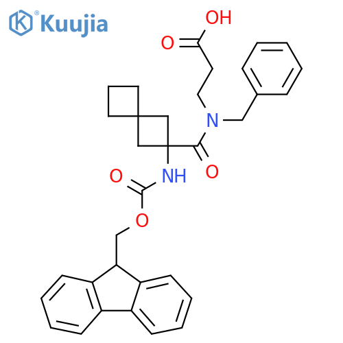 3-{N-benzyl-1-2-({(9H-fluoren-9-yl)methoxycarbonyl}amino)spiro3.3heptan-2-ylformamido}propanoic acid structure
