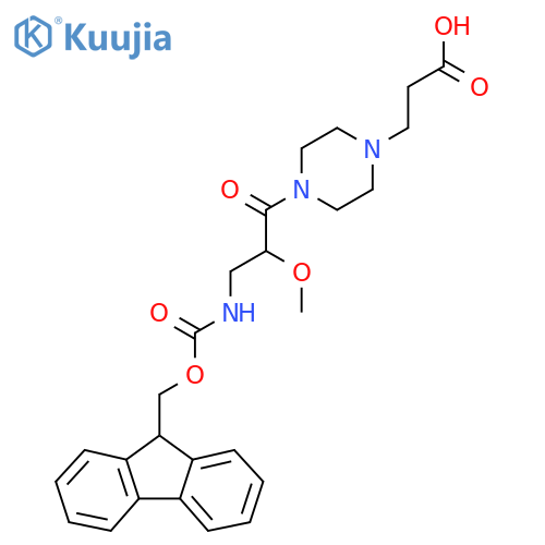 3-{4-3-({(9H-fluoren-9-yl)methoxycarbonyl}amino)-2-methoxypropanoylpiperazin-1-yl}propanoic acid structure