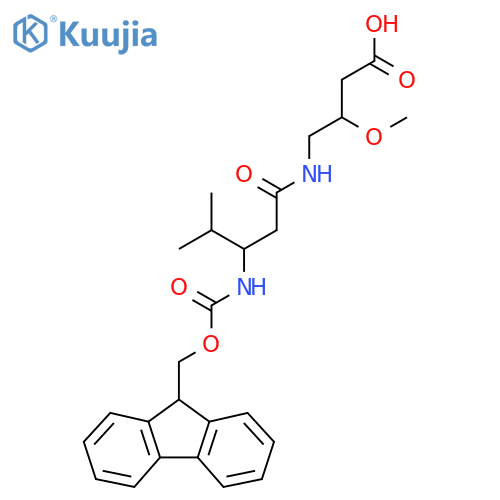 4-3-({(9H-fluoren-9-yl)methoxycarbonyl}amino)-4-methylpentanamido-3-methoxybutanoic acid structure