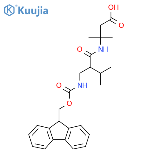 3-{2-({(9H-fluoren-9-yl)methoxycarbonyl}amino)methyl-3-methylbutanamido}-3-methylbutanoic acid structure