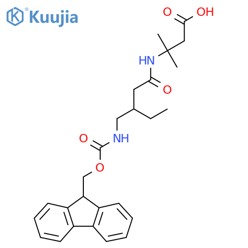 3-{3-({(9H-fluoren-9-yl)methoxycarbonyl}amino)methylpentanamido}-3-methylbutanoic acid structure