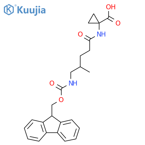 1-5-({(9H-fluoren-9-yl)methoxycarbonyl}amino)-4-methylpentanamidocyclopropane-1-carboxylic acid structure