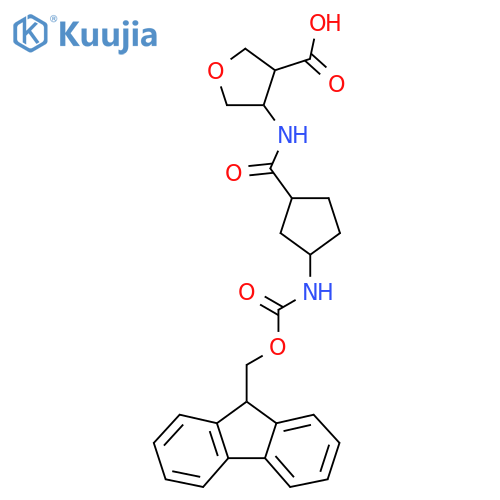 4-3-({(9H-fluoren-9-yl)methoxycarbonyl}amino)cyclopentaneamidooxolane-3-carboxylic acid structure