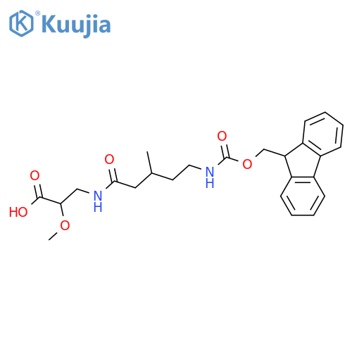 3-5-({(9H-fluoren-9-yl)methoxycarbonyl}amino)-3-methylpentanamido-2-methoxypropanoic acid structure