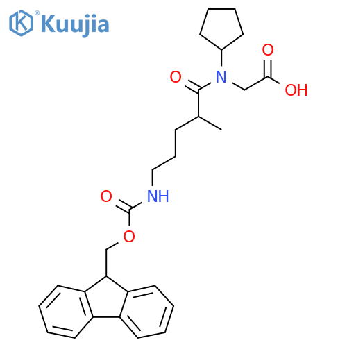2-N-cyclopentyl-5-({(9H-fluoren-9-yl)methoxycarbonyl}amino)-2-methylpentanamidoacetic acid structure