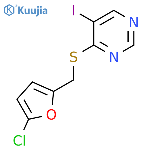 4-{(5-chlorofuran-2-yl)methylsulfanyl}-5-iodopyrimidine structure