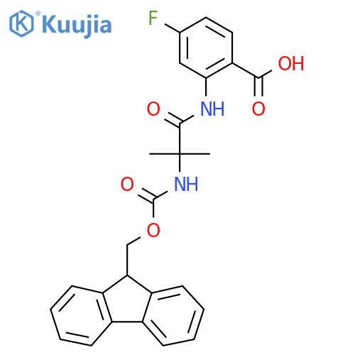 2-2-({(9H-fluoren-9-yl)methoxycarbonyl}amino)-2-methylpropanamido-4-fluorobenzoic acid structure