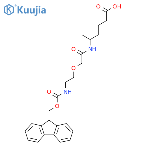 5-{2-2-({(9H-fluoren-9-yl)methoxycarbonyl}amino)ethoxyacetamido}hexanoic acid structure