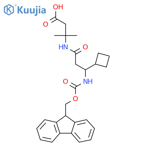 3-3-cyclobutyl-3-({(9H-fluoren-9-yl)methoxycarbonyl}amino)propanamido-3-methylbutanoic acid structure