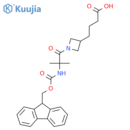 4-{1-2-({(9H-fluoren-9-yl)methoxycarbonyl}amino)-2-methylpropanoylazetidin-3-yl}butanoic acid structure