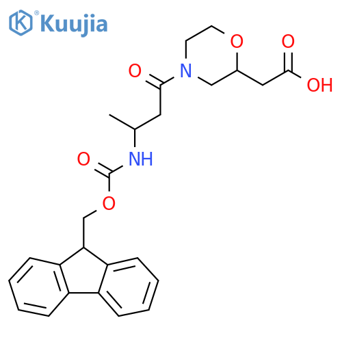 2-{4-3-({(9H-fluoren-9-yl)methoxycarbonyl}amino)butanoylmorpholin-2-yl}acetic acid structure