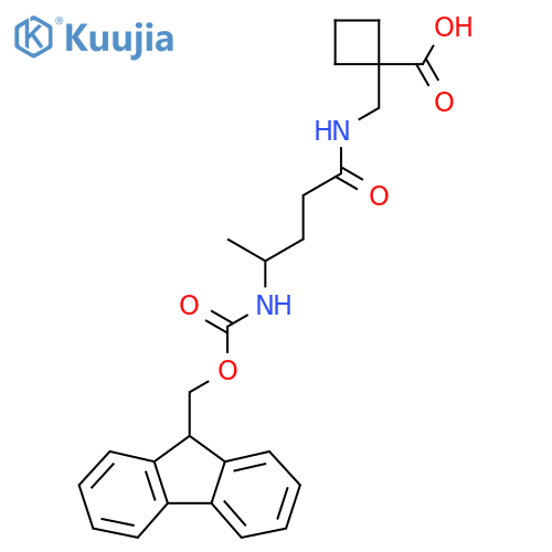 1-{[4-({[(9H-fluoren-9-yl)methoxy]carbonyl}amino)pentanamido]methyl}cyclobutane-1-carboxylic acid structure
