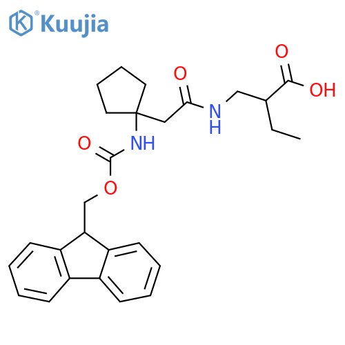 2-({2-1-({(9H-fluoren-9-yl)methoxycarbonyl}amino)cyclopentylacetamido}methyl)butanoic acid structure