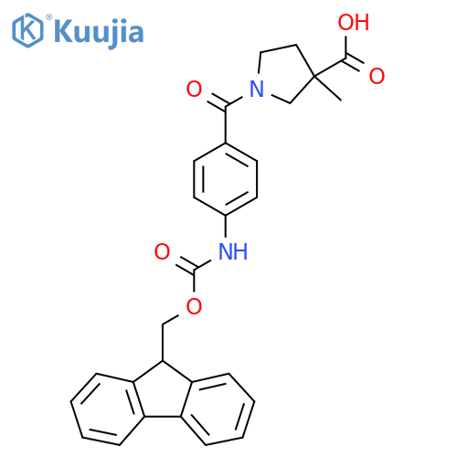 1-4-({(9H-fluoren-9-yl)methoxycarbonyl}amino)benzoyl-3-methylpyrrolidine-3-carboxylic acid structure