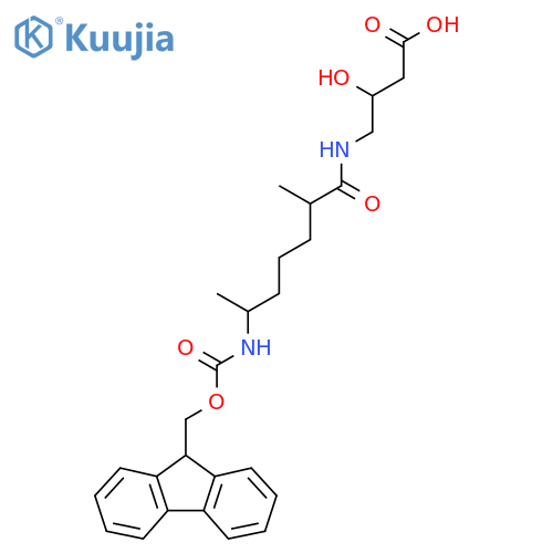4-6-({(9H-fluoren-9-yl)methoxycarbonyl}amino)-2-methylheptanamido-3-hydroxybutanoic acid structure
