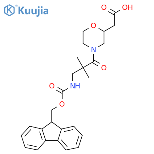 2-{4-3-({(9H-fluoren-9-yl)methoxycarbonyl}amino)-2,2-dimethylpropanoylmorpholin-2-yl}acetic acid structure