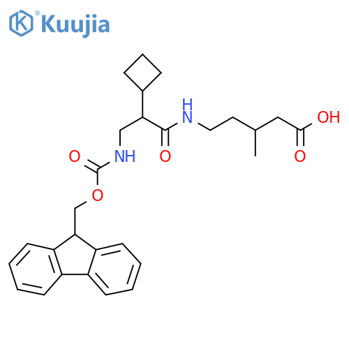 5-2-cyclobutyl-3-({(9H-fluoren-9-yl)methoxycarbonyl}amino)propanamido-3-methylpentanoic acid structure