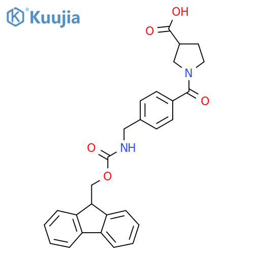 1-{4-({(9H-fluoren-9-yl)methoxycarbonyl}amino)methylbenzoyl}pyrrolidine-3-carboxylic acid structure