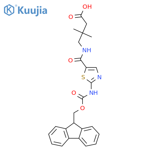 4-{2-({(9H-fluoren-9-yl)methoxycarbonyl}amino)-1,3-thiazol-5-ylformamido}-3,3-dimethylbutanoic acid structure