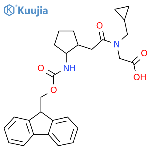 2-N-(cyclopropylmethyl)-2-2-({(9H-fluoren-9-yl)methoxycarbonyl}amino)cyclopentylacetamidoacetic acid structure