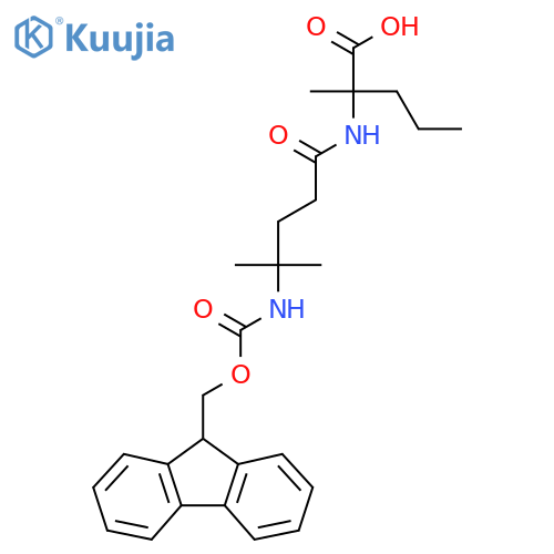2-4-({(9H-fluoren-9-yl)methoxycarbonyl}amino)-4-methylpentanamido-2-methylpentanoic acid structure