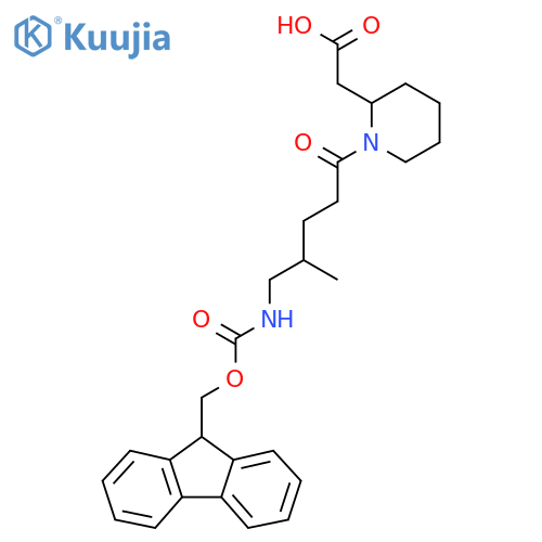 2-{1-5-({(9H-fluoren-9-yl)methoxycarbonyl}amino)-4-methylpentanoylpiperidin-2-yl}acetic acid structure