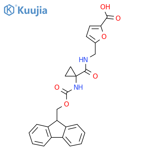 5-({1-({(9H-fluoren-9-yl)methoxycarbonyl}amino)cyclopropylformamido}methyl)furan-2-carboxylic acid structure