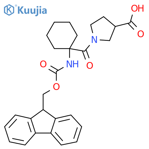 1-1-({(9H-fluoren-9-yl)methoxycarbonyl}amino)cyclohexanecarbonylpyrrolidine-3-carboxylic acid structure