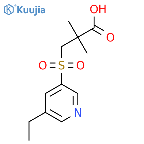 3-(5-ethylpyridin-3-yl)sulfonyl-2,2-dimethylpropanoic acid structure