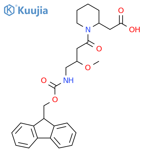 2-{1-4-({(9H-fluoren-9-yl)methoxycarbonyl}amino)-3-methoxybutanoylpiperidin-2-yl}acetic acid structure